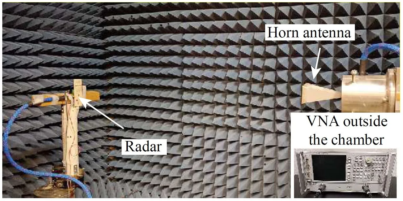 Fig. 3. Radar Prototype Test in the Microwave Anechoic Chamber