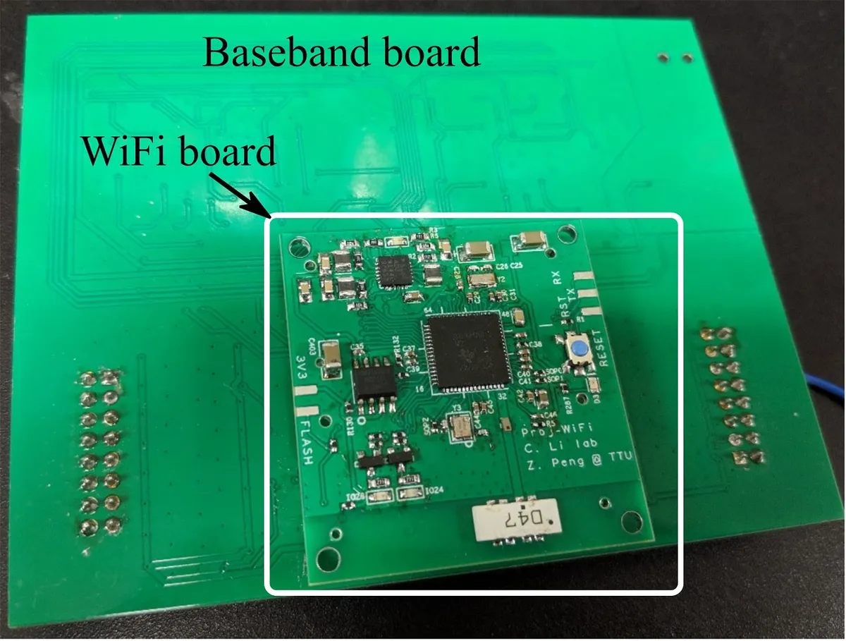 Back of the baseband board with the stacked Wi-Fi board